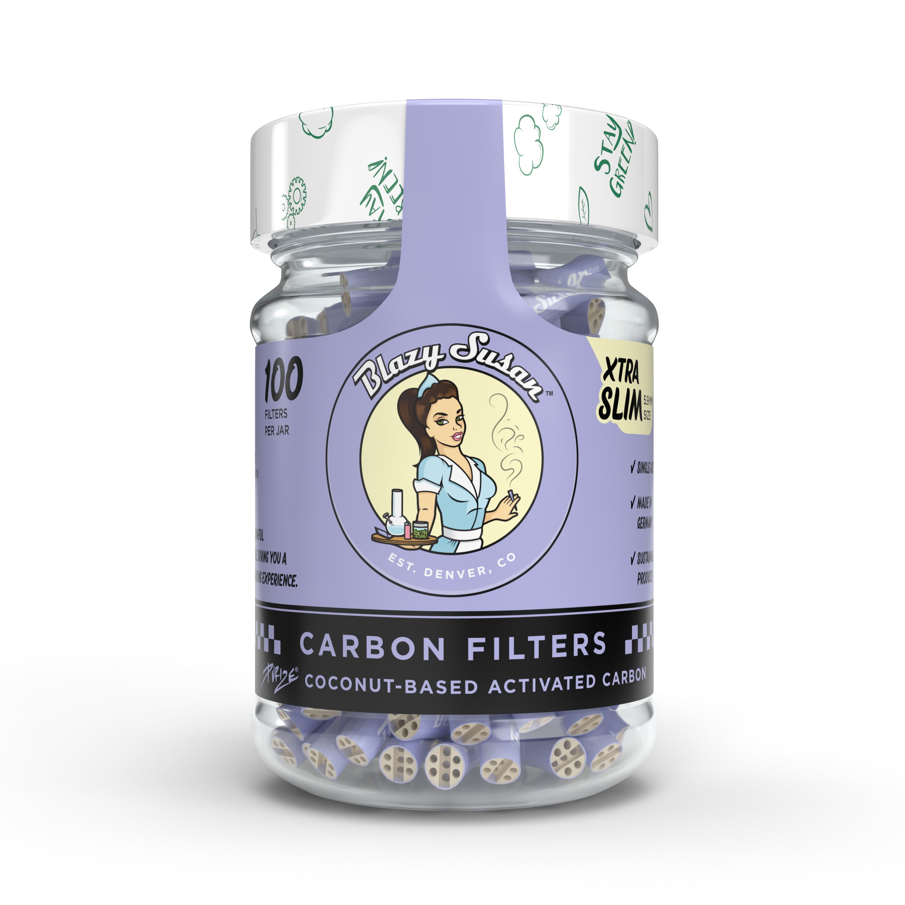 Blazy Susan x Purize Charcoal Activated Filter Tips Xtra Slim Size